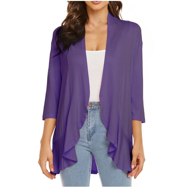 Blusa de manga 3/4 para mujer, informal, cómoda, de color sólido. Pompotops qwe21416