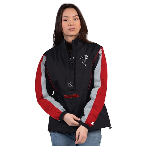 Women's Starter Black/Red Atlanta Falcons Thursday Night Gridiron Half-Zip Jacket