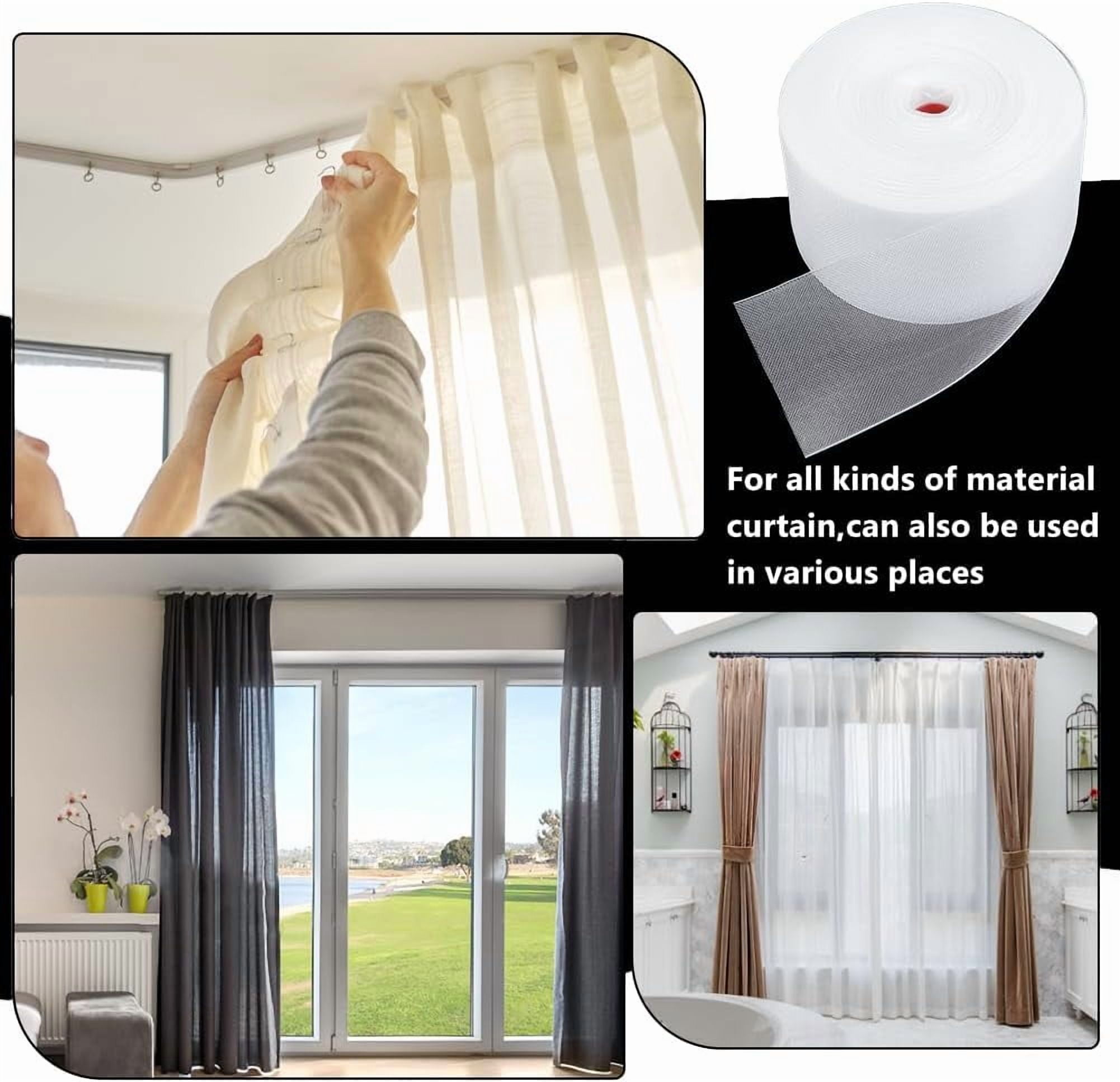 1roll 54.6 Yards Translucent Drapery Buckram 3.2 Inch White Heading Tape Sew-in Fabrics Drapes for Home Sewing Window Curtains Garment Accessories