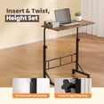 thumbnail image 4 of EDX Small Height Adjustable Standing Desk with Wheels, Mobile Rolling Computer Desk for Home Office, Sit Stand Laptop Desk for Walking Pad, Rustic Brown, 4 of 9