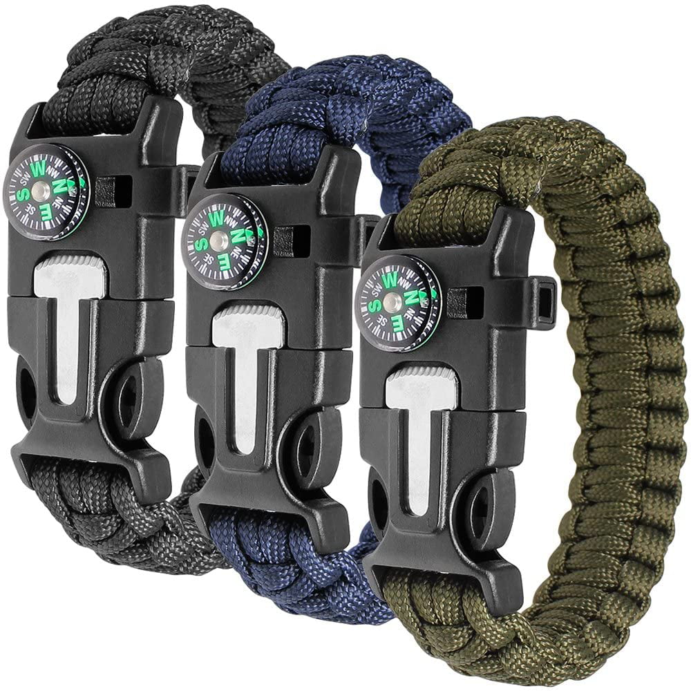 9 in 1 Survival Military Gear kits Fishing Tool & Paracord Bracelet Flint Fire 