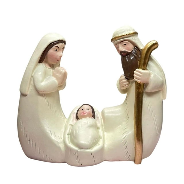 Figura de belén, belén religioso de la Sagrada Familia, decoración navideña para mesa, armarios y estanterías del hogar.