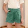 thumbnail image 2 of CYRBOKO Girls Shorts, Loose Fit Elastic Waist Comfy Summer Bottoms with Pockets Mint Green Size 11-12 T, 2 of 7