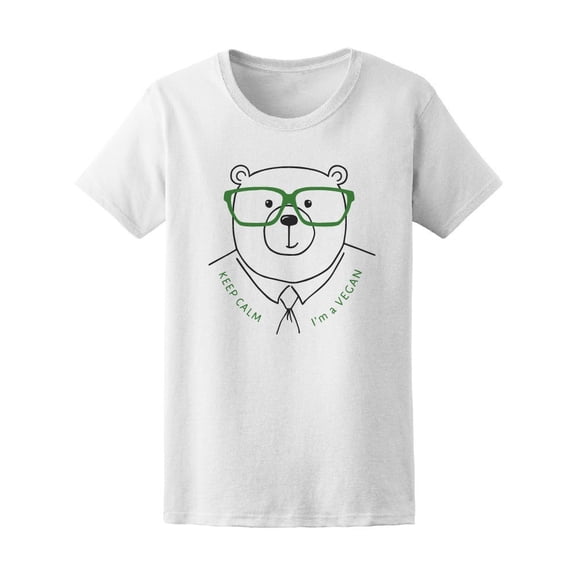 Cute Vegan Bear With Glasses Tee Women's -Image by Shutterstock