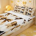 thumbnail image 3 of Erosebridal Vintage Leopard Bow Zipper Queen Comforter Set with Fitted Sheet and 2 Pillowcases,Faded Textured Paper Backdrop Zipper Bedding Set,Brown Cream White,4 Pieces,Reversible, 3 of 6