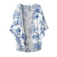 thumbnail image 4 of ICHUANYI Clearance Women's Summer Floral Print Puff Sleeve Cardigan Loose Cover Up Casual Blouse Summer Trendy Tops(Blue, XL) ICHUANYI WER2023081108837, 4 of 4