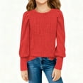 thumbnail image 2 of Girls' Ribbed Long Sleeve Top Crew Neck Solid Casual Pullover Comfortable Fitted Blouse for Daily Wear & Layering (5-14 Years), 2 of 9