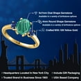 thumbnail image 2 of Gem Stone King 10K Yellow Gold Green Malachite and Blue Created Sapphire Engagement Ring for Women | 3.00 Cttw | Oval 9X7MM | Gemstone Birthstone | Size 9, 2 of 6