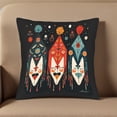 thumbnail image 5 of Set of 2 Decorative Throw Pillow Covers 18x18in - Colorful Kites with Floral Patterns on Dark Background Perfect for Couch Bed and Car, 5 of 8