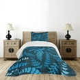 thumbnail image 4 of Ambesonne Blue Quilted Bedspread Set 2 Pcs, Floral Swirl Leaves Branch, Twin Size, Turquoise Pale Blue, 4 of 5