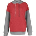 thumbnail image 3 of Hoodies for Women Oversized Drawstrings Lightweight Waffle Hoodie Long Sleeve Casual Hooded Sweatershirt Fall Winter Pullover Tops with Pocket Red XL, 3 of 5
