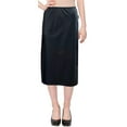 thumbnail image 2 of Women's Faux Leather Matte Finish Basic Modest 26" Below the Knee Length Stretch Knit Straight Skirt, 2 of 9