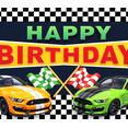 thumbnail image 3 of Checkered Design Birthday Banner Car Theme Racing Cars Happy Birthday Flags for Kids Party Race Day Event, 3 of 6