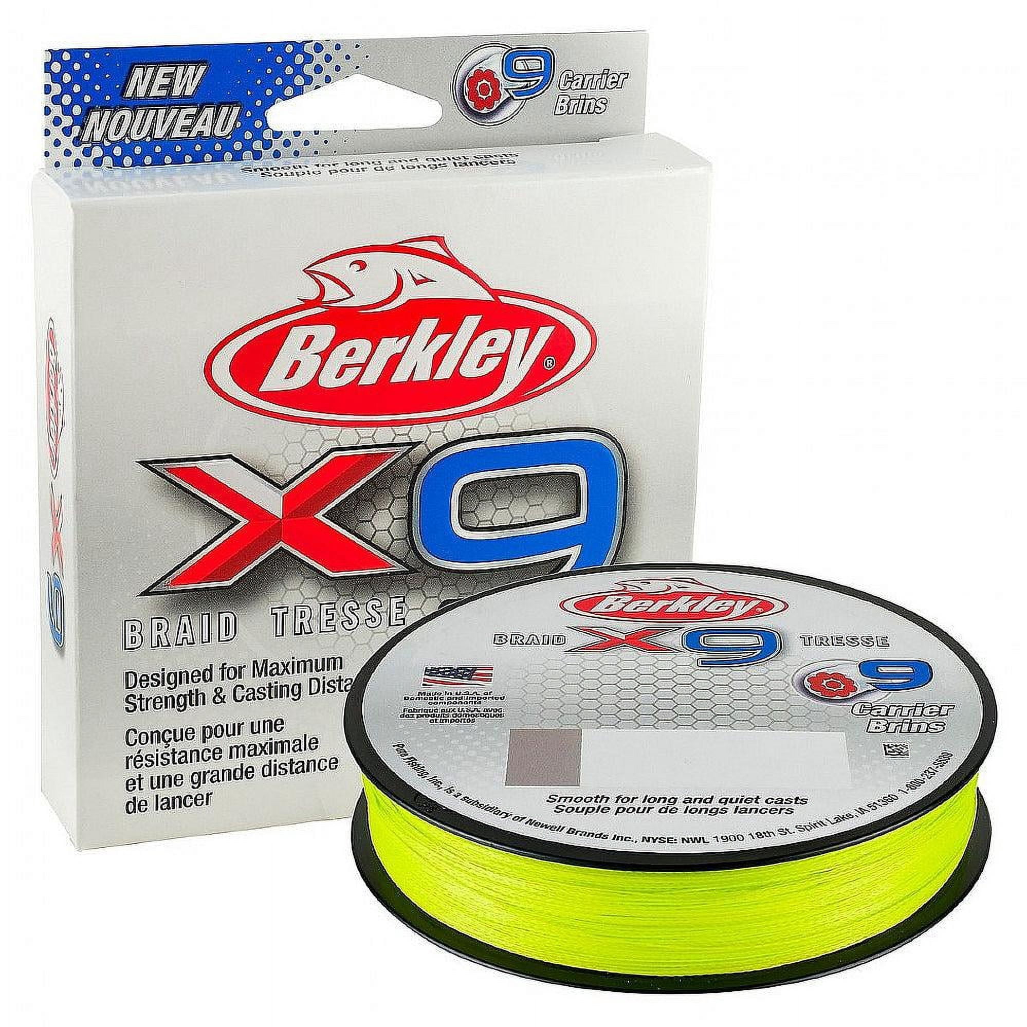 Berkley x9 Braid Fishing Line, Low-Vis Green, 15 lb Test Strength, 2188 yd