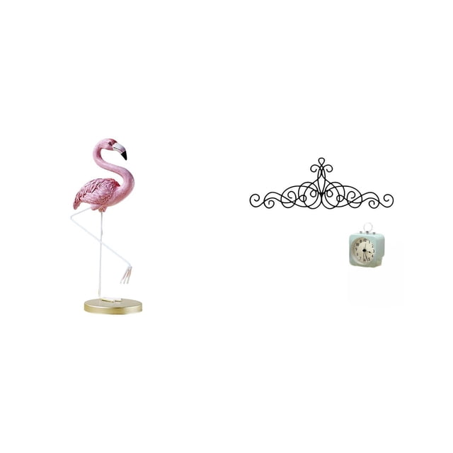 Estatua de flamenco de resina, escultura de ave, figura de metal, adorno de pared, escultura decorativa de resina con forma de pergamino, ideal para j