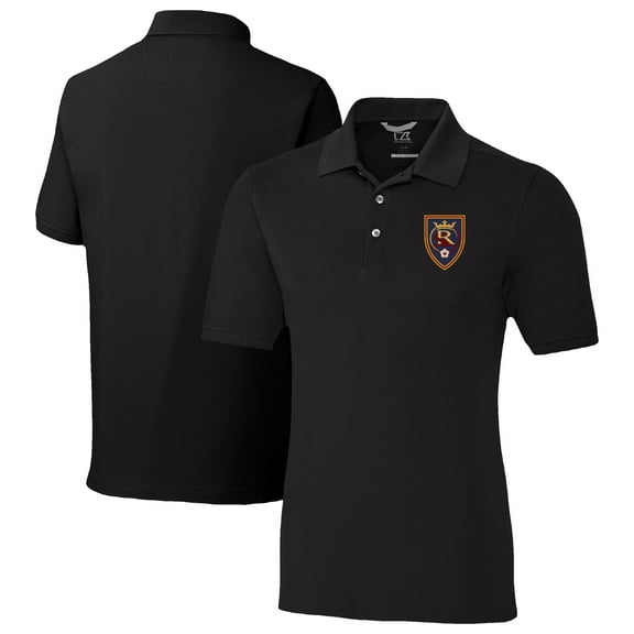 Men's-Cutter & Buck  Black Real Salt Lake Big & Tall Advantage Eco Tri-Blend Pique Polo