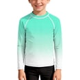 thumbnail image 2 of QIUOMBBP Beach Long Sleeve Swim Shirts for Boys Gradient Rash Guards Fashion Summer Outdoor Swimwears Mint Green 5Years, 2 of 10