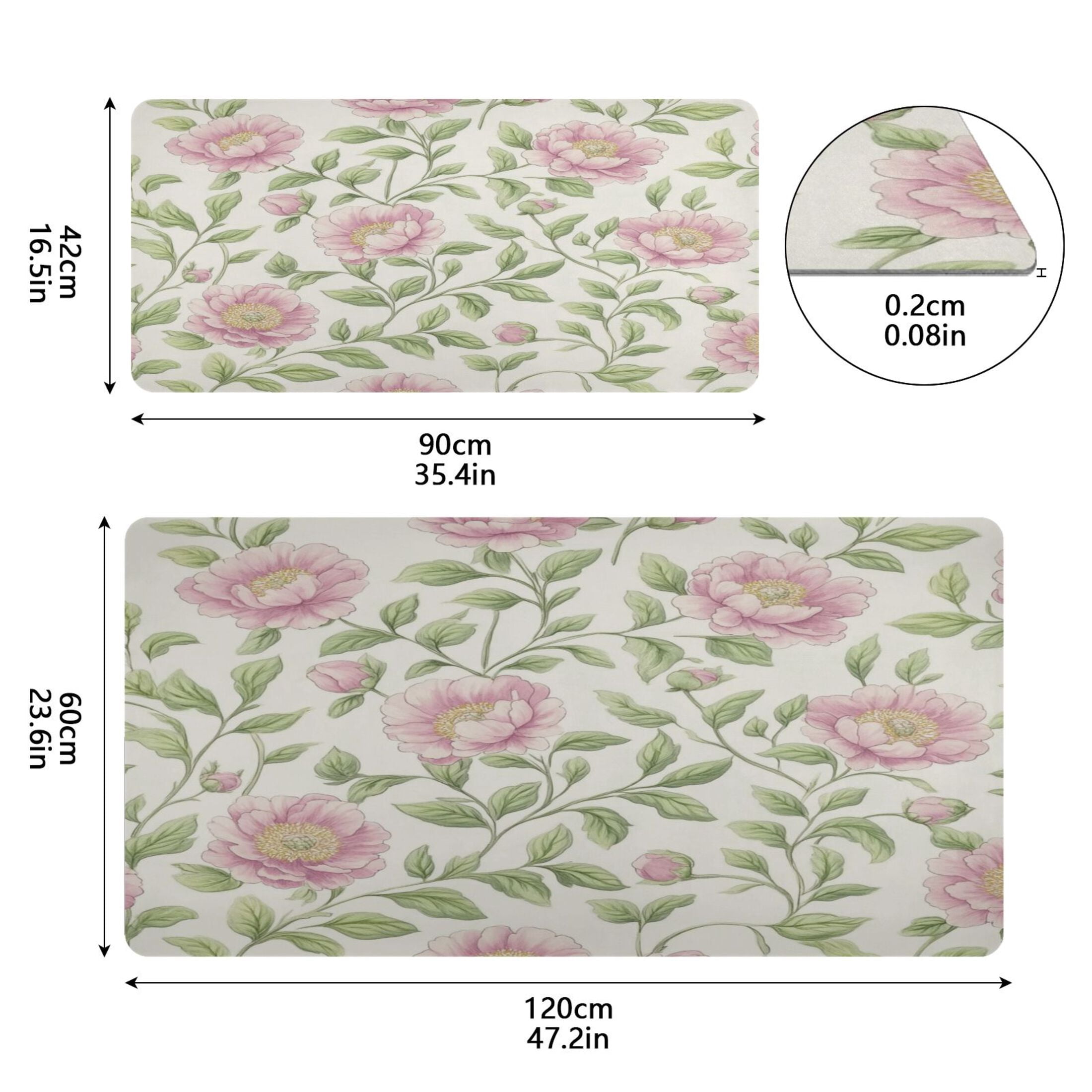 Wobogo Blooming Pink Peonies Gaming Mouse Pad Non-slip Leather Desk Mat Water Resist Keyboard Pad for Gamer Office 16.5×35.4in