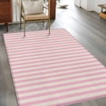 thumbnail image 3 of Pink Striped Large Area Rugs for Bedroom Living Room, Soft Non Slip Carpet Bedside Rug, Modern Simple Farmhouse Beige Vintage Rectangular Floor Cover Kitchen Accent Rug 4'x6' for Dining Room/Office, 3 of 9