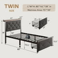 thumbnail image 2 of iPormis Twin Bed Frame with Storage Drawers, Linen Upholstered Headboard Platform Bed with Charging Station, No Box Spring Needed, Metal Slats Support, Noise-Free, Easy Assembly, Grey, 2 of 8