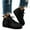 Black, variant on Womens Vintage Fringe Platform Boots Suede Studded Tassel Ankle Booties Lightweight Lace Up Casual Shoes