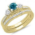 thumbnail image 1 of Dazzlingrock Collection 1.00 Carat (ctw) 14K Blue & White Diamond 3 Stone Bridal Engagement Ring Set 1 CT, Yellow Gold, Size 8, 1 of 1