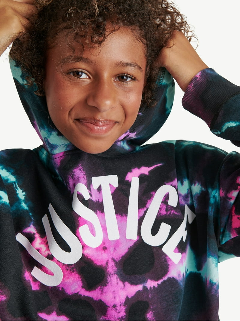 Justice Girls Rib Hem Hoodie - Sizes XS-XLP - Graphic, Vibrant
