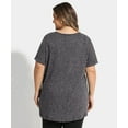 thumbnail image 4 of TIYOMI Plus Size Women's 2X tops Crewneck Summer Dark Grey Shirts Short Sleeve Tunic Tops for Women Knitted Sweatshirts Tee Basic Pocket Workout Tunic Loose Fit Pullover 2XL 18W 20W, 4 of 7