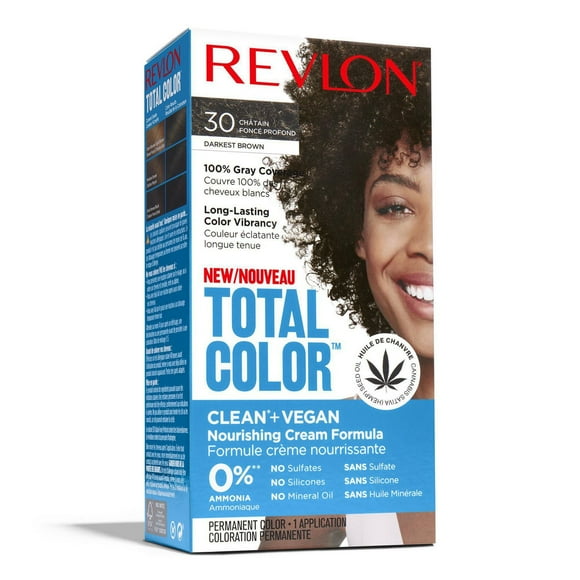 Revlon Total Color Hair Color, Clean and Vegan, 100% Gray Coverage Hair Dye