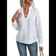 thumbnail image 1 of Blusa de Larga con Botones y Bordado de Crochet para Mujer. XL, 1 of 9
