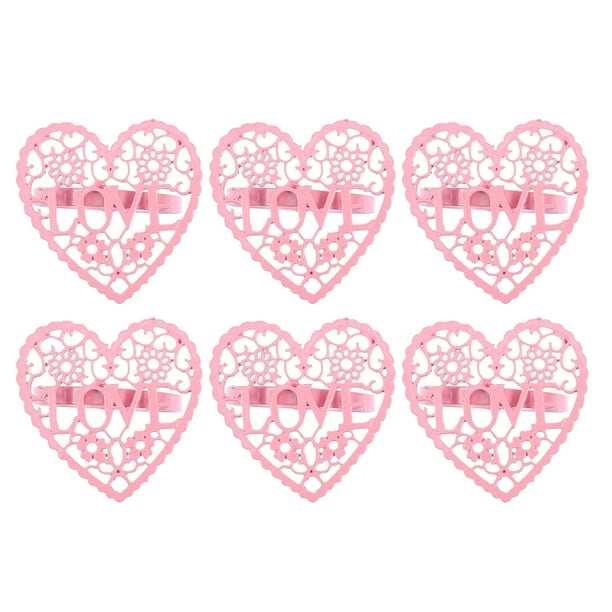 KAKOWELY 6 hebillas para servilletas, elegantes broches para servilletas, con forma de corazón ahuecado, para adornar servilletas.