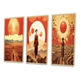 thumbnail image 3 of Designart "Japanese Geisha under the Full Moon II" Asian Woman Framed Wall Art Set Of 3 - Red Woman Asian Frame Canvas Set For Living Room Decor, 3 of 7