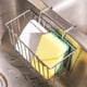 thumbnail image 1 of Organizador de fregadero, soporte para esponja 3 en 1 para fregadero de cocina, escurridor de acero inoxidable, soporte para cepillos móvil, percha para trapos de cocina, estante para accesorios, 1 of 5