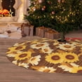 thumbnail image 6 of Yiaed Brown Wood Grain Sunflower B Print Christmas Tree Skirt , Tree SkirtsTree Mat for Christmas Winter Holiday Indoor Decorations-36", 6 of 7