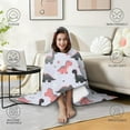 thumbnail image 4 of Wearable Blanket,Cartoon Dinosaurs Flowers Pattern Hooded Wearable Flannel Blanket for Adults & Teens,Winter Poncho Shawl Wrap Cape Cozy Anti-Pill,60"x80", 4 of 5