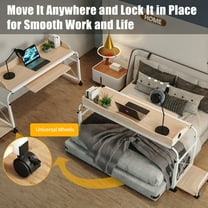 Modern White Over Bed Table Desk Rolling Height Adjustable Laptop Computer Desk Cart for Home, Office