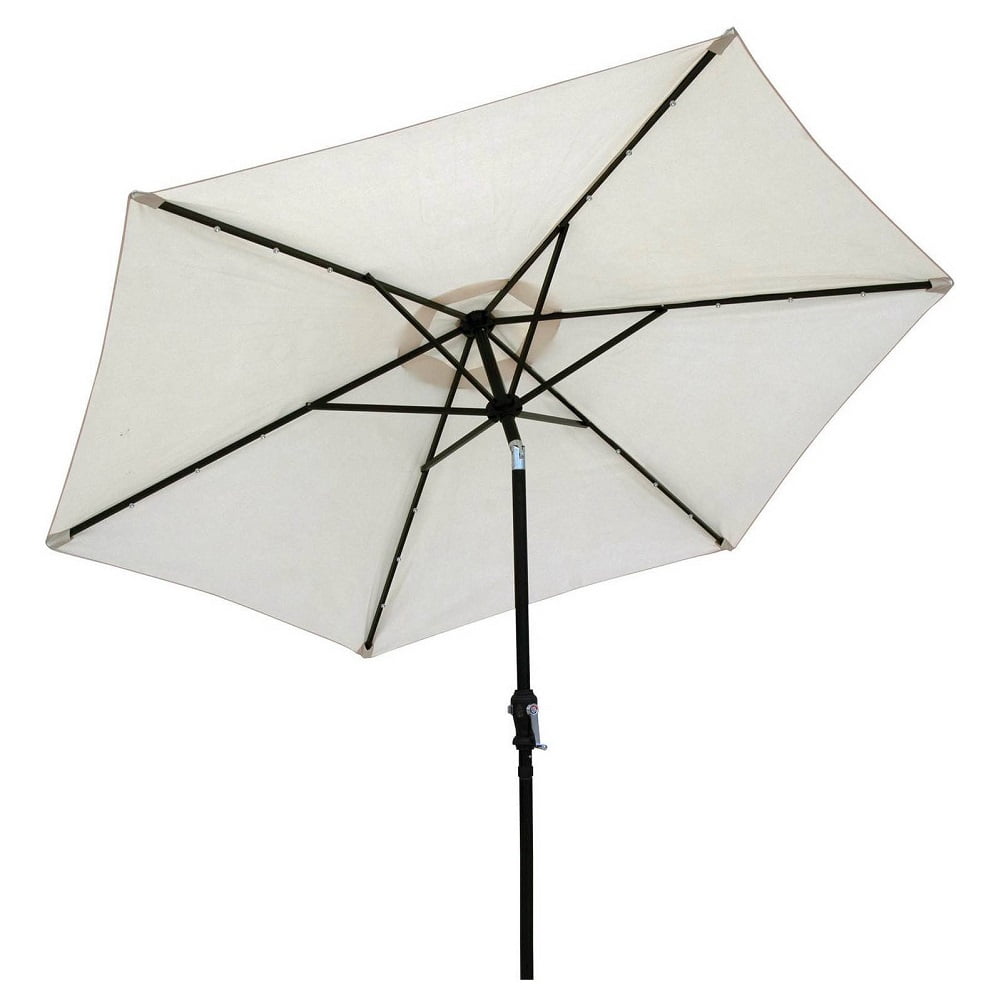 Sun-Ray 9' Solar Lighted Patio Umbrella, Buff Beige by Sun-Ray