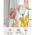 thumbnail image 6 of Colorful Tulips Floral Sheer Curtains 63 Inch Length 2 Panels Set for Living Room/Bedroom, Modern Art Watercolor Farmhouse Kitchen Curtains Grommet Semi-Sheer Curtains Window Treatments 42"x63"x2, 6 of 7