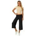 thumbnail image 6 of IYYVV Fold Over Capri Pants for Women Low Rise Wide Leg Yoga Capris Summer Cute Going Out Flowy Gaucho Pants Streetwear Black 3XL, 6 of 7
