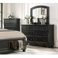 thumbnail image 3 of 6pc Traditional Bedroom Black Set Queen Platform Bed Two Nightstands Dresser Mirror Chest Wooden Furntiure, 3 of 7