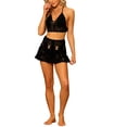 thumbnail image 2 of INSPIRAR CHIC Conjunto de Bikini de 2 Piezas para Mujeres Top Cami Cortado Falda Mini Verano Playa Conjuntos de Tejido de Croché XL Negro, 2 of 6