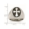 thumbnail image 2 of Bague pour Homme en Acier Inoxydable Poli avec Croix Émaillée, 2 of 4