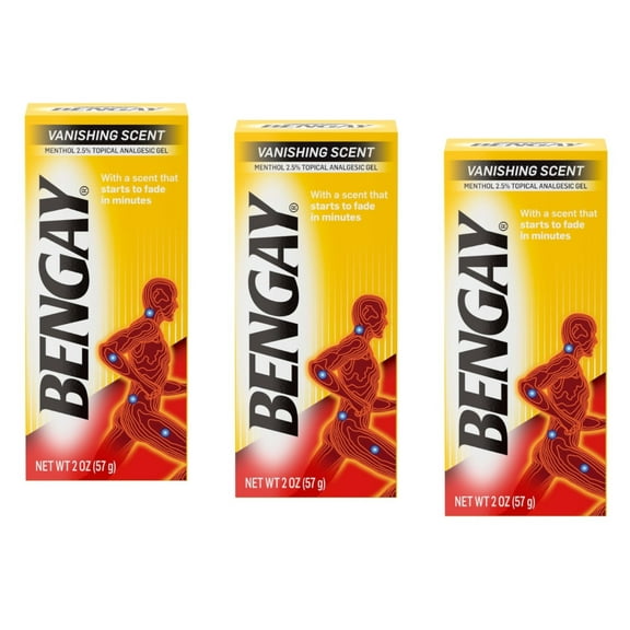 3 Pack Bengay Vanishing Scent Non-Greasy Pain Relief Gel, 2 Oz each