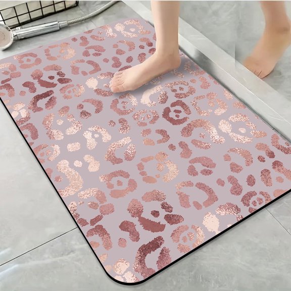 1pc Blush Pink Leopard like Print Bathroom Rug Bathroom Decor and Accessories- Durable,Anti Slip,And Quick Drying,Suitable For Indoor/outdoor Use - Perfect For Bathrooms,Bedrooms,Kitchens