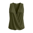 thumbnail image 4 of Gamivast Halter V Neck Tank Tops for Women Sleeveless Wrap Criss Cross Front Shirts Casual Summer Flowy Blouses Dressy Lightweight Cami Tops Work Office Vacation Army Green S, 4 of 6