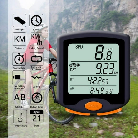 Bike Computer with Solar Energy Bicycle Speedometer and Odometer Wireless Waterproof Cycling Computer with Backlight