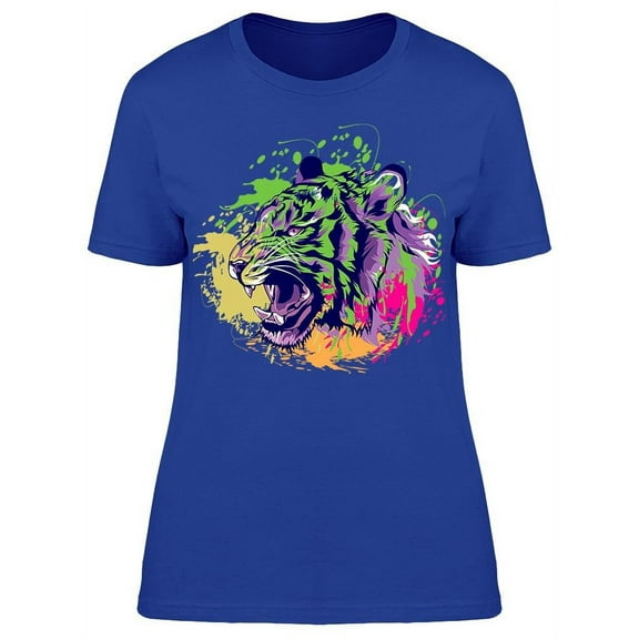 Angry Tiger Animal Splash T-Shirt Women -Image by Shutterstock, Female 3X-Large