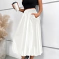 thumbnail image 2 of Women's High Waist Flared Blossom Midi Skirt Elastic Waist Skirt with Big Pockets Comfortable Casual Daily Skirt, 2 of 7