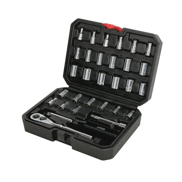 Juego Dados Y Accesorios 1/4" 30 Piezas Estuche Plástico Urrea 4700CB