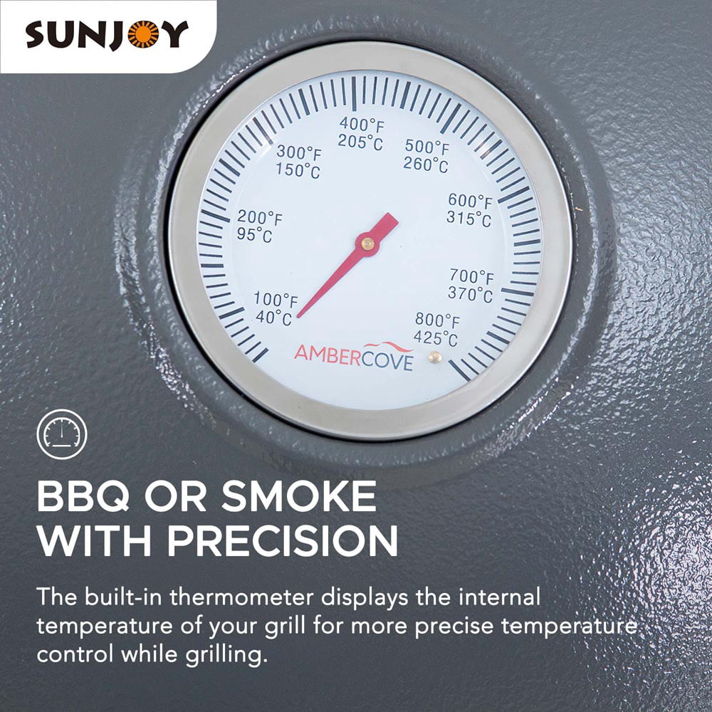 Sunjoy Group Egg-Shaped Charcoal Grill Ceramic Stainless Steel 20 Inch Kamado BBQ Smoker with Pizza Stone 46.22" x 25.75" x 46.46"